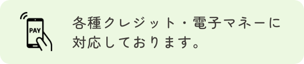 各種クレジット・電子マネーに対応しております。